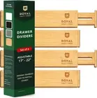 Expandable Bamboo Kitchen Drawer Dividers 4 Organizers Adjustable *Brand New*