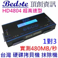 在飛比找PChome24h購物優惠-Bedste頂創 HD4804 超高速隨身型 1對3 硬碟拷