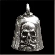 Pewter Motorcycle Gremlin Bell Skull & Crossbones Made in the USA
