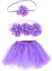 [JOINPAYA] Tutu Skirt Set Photo Prop Creative Dress for Girls Pink Flower Outfits 0-3 Months