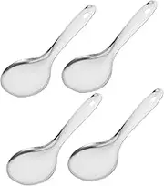 Vaguelly 4Pcs Stainless Steel Rice Spoons Non Stick Meal Spoons for Serving Cooking Smooth Surface Household Kitchen Utensils Lightweight and Easy to Store