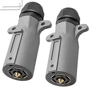 Trailer Plug,7 Point Trailer Wiring Adapter Plug - Heavy Duty Round Wiring Adapter Detachable Harness Accessories for RV, Tail & Brake Light