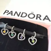 Genuine Pandora ONE Dangle Heart Charm Sterling Silver Birthstone Charms