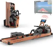 MR280PRO Water Rowing Machine for Home Use, Oak Wood Foldable Rower Machine 330L