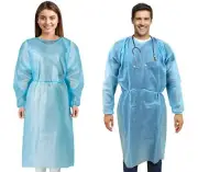 MEDICAL NATION PODS 100 Pk Disposable Isolation Gowns Blue Level 2 SMS NonWoven
