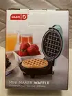 New Dash Mini 4" Waffle Maker Non Stick 350 Watts Aqua (great for a Gift)