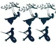 BOY SWINGING FROM TIRE & GIRL SWINGING FROM TREE SWING SILHOUETTE DIE CUT/ CUTS