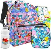 Disney Lilo and Stitch Backpack with Lunch Box for Girls Set - Bundle with Stitch Backpack, Stitch Lunch Bag, Water Bottle, Tattoos, More | Stitch School Backpack for Kids