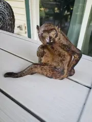 Antique Vintage Maitland Smith Bronze Monkey Sculpture 5" H × 6 3/4" L Rare