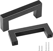 VEVOR 10 Pack Cabinet Pulls, 3in / 76mm Center to Center Slim Square Kitchen Cabinet Drawer, Stainless Steel Modern Kitchen Cupboard Door Handles for Kitchen Bathroom Bar Hardware Matte Black