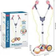 Junca Kids Karaoke Machine with 2 Microphones and Adjustable Stand, Music Sing Along with Flashing Stage