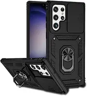 [JOYCHER] for Samsung Galaxy S23 Ultra 6.8’ Case with Slide Camera Cover, Built-in 360° Rotate Ring Kickstand Magnetic Car Mount Shockproof Hard PC&Soft TPU 2Layer Protective Cover Case