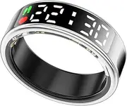 LONGLU Smart Ring for Women Men with LED Display Screen, Fitness Tracker Ring with Heart Rate/Blood Oxygen/Sleep/Sport/ 5ATM Class Waterproof, Health Tracker for iPhone & Android (Gold, 12)