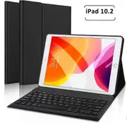 Apple iPad 7th Gen Generation 10.2 Inch 2019 Bluetooth Keyboard Case Cover, Lightweight Protective Slim Folio Leather Smart Sleep Awake Cover Case with Detachable Wireless Bluetooth Keyboard (Black)