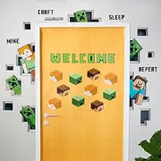 Eureka Minecraft Characters Door, Window, and Bulletin Board Go-Around Classroom Decorations for Teachers, 17 Pieces