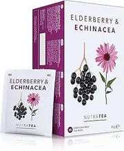 Nutra Tea - Elderberry & Echinacea Tea | Elderberry Tea - 40 Tea Bags - Herbal Tea - (2 Pack)