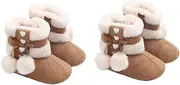 ABOOFAN 2 Pairs Christmas Baby Toddler Shoes Snow Boots for Girls Snow Boots for Toddlers Christmas Snow Boots Baby Infant Shoes Baby Prewalkers Winter Boots Shoes Baby Girl Cotton