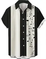 [Ecosunny] Hawaiian Bowling Shirts for Men Short Sleeve Printed Regular Fit Summer Beach Casual Button Down Aloha Shirts