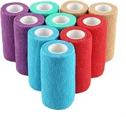 10 Rolls Self Adherent Bandage Tape Cohesive Bandage Rolls & Sports Athletic Wrap for Ankle, Wrist, Sprains and Swelling, Vet Wraps in Neon Colors (10cm)