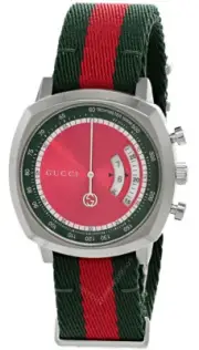 GUCCI GRIP 40MM SS RED/GREEN DIAL FABRIC STRAP MEN'S WATCH YA157304