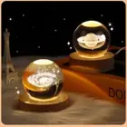 3D Crystal Ball Moon Planet Globe Table Lamp USB LED Night Light Home Decor Gift