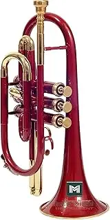 Cornet 3 Valve, BB Pitch Including Mouthpiece and Carry Case, Gloves (RED GOLD)