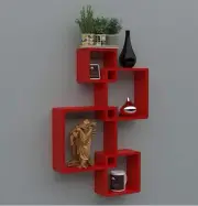 Modern Intersecting Wall Shelf Of Red Color (Set Of 4)