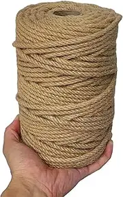 328 Feet Jute Rope, 6mm 4-Ply Natural Thick Jute Twine String for Floristry, DIY Arts Crafts, Gardening Bundling and Cat Scratch Post (Brown)