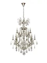 Slavia 8+4 Light Crystal Chandelier in Silver Leaf