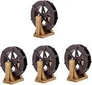 Waterfall Fountain Wheel Tabletop Prop Rotating Water Wheel with Supports for Miniature Landscapes Decorative Accent for Aquariums and Home