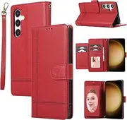 [YocoverTech] for Samsung A55 5G Case,for Galaxy A55 5G Wallet Case[5 Card Slots+a Pocket+Mirror] PU Leather Folio Flip Magnetic Cover-Red