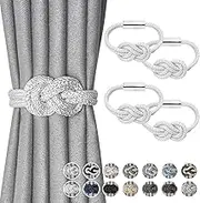 Pretty Jolly Mini Magnetic Curtain Tiebacks Nordic Simple Style Curtain Tiebacks Elegant Decorative Curtain Drape Tie Back for Home & Office Window Drapery, White, Pack of 4