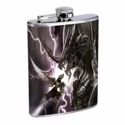 Flask 8oz Stainless Steel Dragon Design-005 Drinking Whiskey Alcohol Brandy