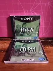 2x New Sealed SONY CD-RW Rewritable Discs - 650MB, 74 Min Store, rewrite,