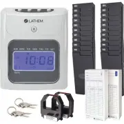 Lathem 400E-KIT Top-Feed Electronic Time Clock Bundle Kit Time Clock, Gray, 8.5"
