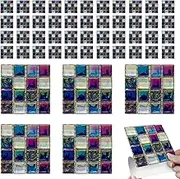 Peel and Stick Mosaic Tile, 50Pcs 4x4 Inch Self-Adhesive Tile Sticker, Waterproof Vinyl Splashback Sticker Decal for Kitchen Bathroom-