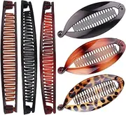 Banana Hair Clips for Women - Classic Fishtail Clincher Combs, Large Double Ponytail Holder Clips for Thin Hair