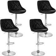 Artiss Bar Stools Stool Set of 4 Adjustable Kitchen Swivel Counter Barstools Dining Chair Gas Lift Leather Black in 66-79cm Seat Height Floor for Home Bar Dining Room Cafe Outdoor Indoor