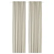 GINSTMOTT curtains, 1 pair, beige/with heading tape, 145x250 cm