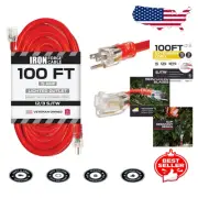 100 Ft SJTW Heavy Duty Extension Cord with Lighted End - Ideal for Appliances