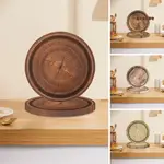 [藍家家居]圓形木紋紙盤野餐聚會家用紙餐盤經典木紋派對餐具裝飾10個