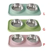 Pet Dog Double Bowls Food Water Stainless Steel Non-Slip Puppy Cat Feeding Dish
