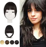 BARSDAR Clip in Human Hair Bangs - 100% Real Human Hair Clip in Bangs for Women - Dark Brown French Bangs Fringe with Temples Real Hair Bangs Extensions Hairpieces - Dark Brown
