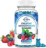 Creatine Monohydrate Gummies for Men & Women, Chewables Creatine Monohydrate with Vitamin B12 for Muscle Growth & Recovery-Vegan, Mixed Berry Flavor, 60 Gummies