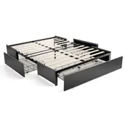 Costway Queen Platform Bed Adjustable Metal Frame w/3 Storage Drawers &Casters Mat Foundation Grey