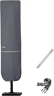 Patio Umbrella Cover with Rod for 7 to 11 Ft Umbrellas & 15 Ft Double-Sided Umbrellas, Protective Waterproof Cover with Zipper, Grey