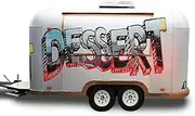 COGSUN 11.5FT Airstream Food Trailer with Business Refrigerator, Customized Colorful Mobile Ice Cream Truck Trailer for Sale, Concession Vending Unit Trailer, Ideal Camping Trailer