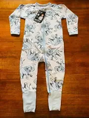 Bonds Baby Elephant Magic White Grey Blue Zippy Zip Wondersuit BNWT Size 1