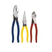 Klein Tools 94034 Plier Set: 3 Pc, Diagonal Pliers, Rubber Handle