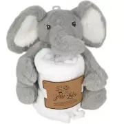 JESSE & LULU Elephant Soft Plush Toy & Blanket NEW Grey 21 cm Baby Cuddly Lovey